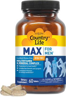 Country Life Max for Men, Complejo multivitamínico y mineral, sin h...