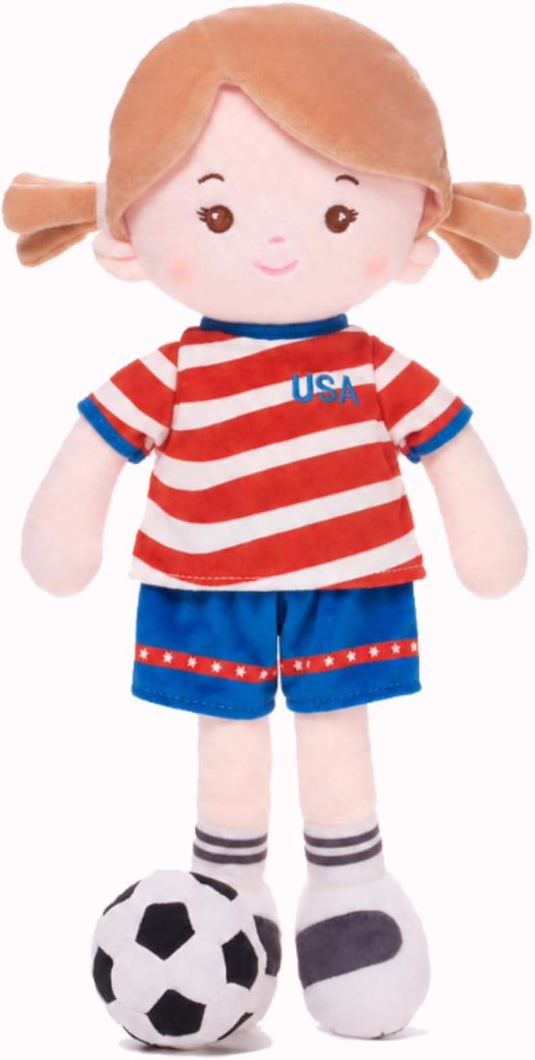 LeyaDoll Soccer Baby Doll 16", Soft Doll para 1 Year Old Girl Gift