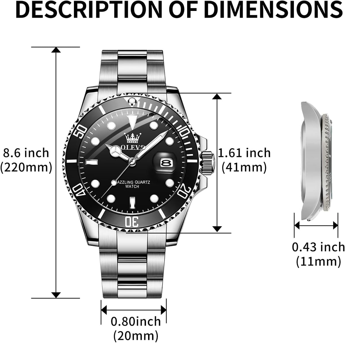 OLEVS Relojes de Lujo para Hombres, Gran Acero Inoxidable, Cuarzo Analógico, Resistente al Agua