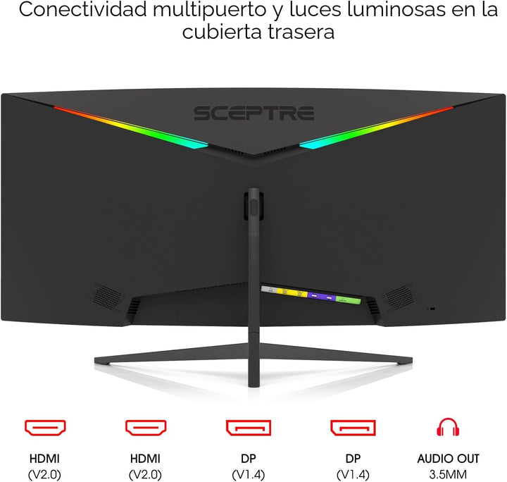 Sceptre - Monitor curvo ultra ancho de 34 pulgadas WQHD 3440 x 1440...