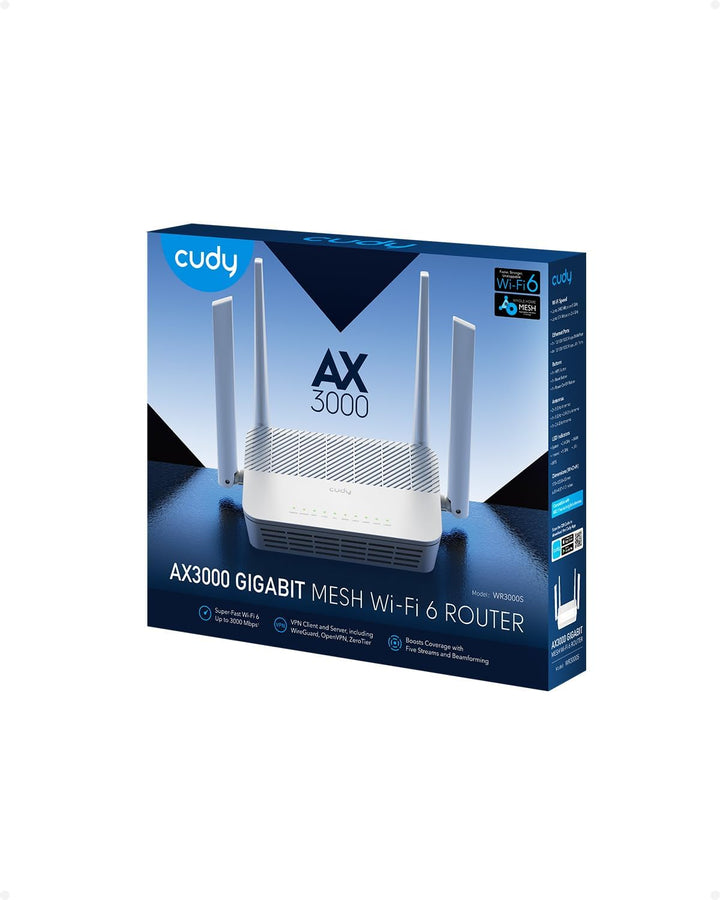 Cudy WR3000S AX3000 Router de malla WiFi 6 de doble banda, 5 puerto...