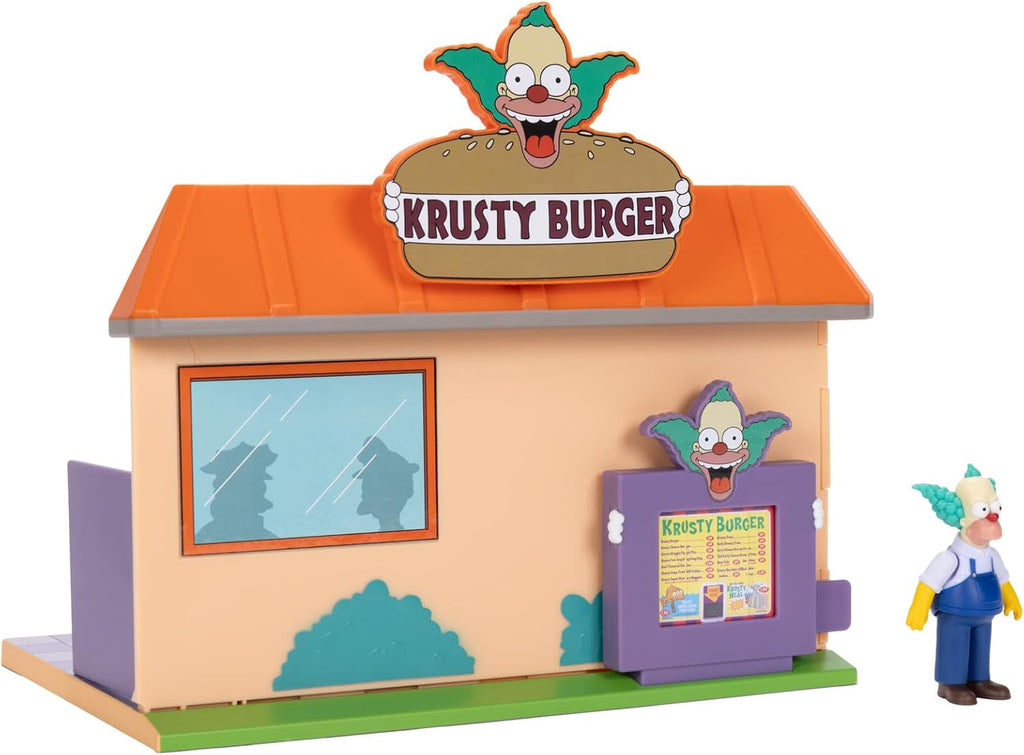 JAKKS Pacific The Simpsons Krusty Burger Diorama Playset, incluye una figura de acción de Krusty the Clown de 2.5 pulgadas y accesorios