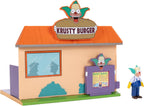 JAKKS Pacific The Simpsons Krusty Burger Diorama Playset, incluye una figura de acción de Krusty the Clown de 2.5 pulgadas y accesorios