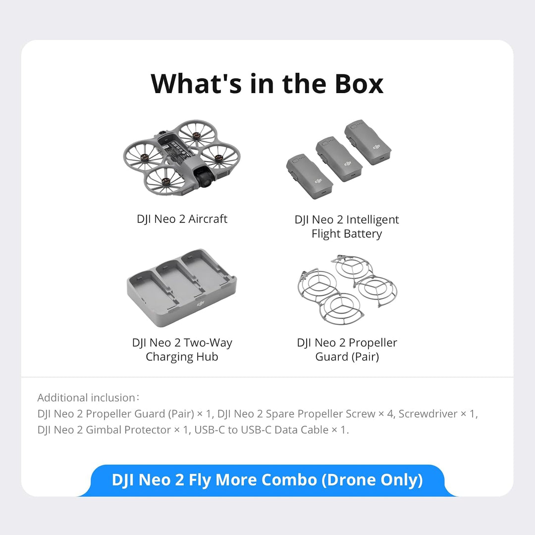 DJI Neo 2 Kit combinado Fly More (solo dron), dron 4K con cámara, d...