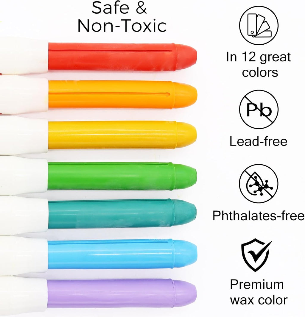 Lebze - Crayones lavables jumbo, 24 colores no tóxicos, regalo para niños