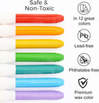Lebze - Crayones lavables jumbo, 24 colores no tóxicos, regalo para niños