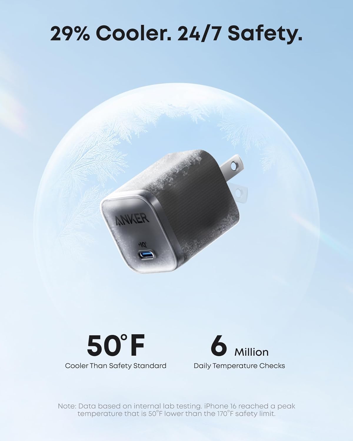 Cargador Anker para iPhone, Carga Rápida Type-C 45W, Bloque Cargador USB-C
