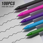 Paquete de 108 bolígrafos negros - Bolígrafos a granel de 0.04 pulgadas de punta media, escritura suave, sin manchas, retráctiles, tinta negra (Rosa)