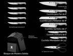 Juego de cuchillos de cocina, juego de 15 piezas con afilador