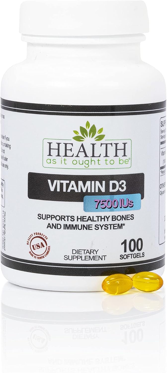 Health As It Ought To Be Suplemento de vitamina D3 7500 UI 188mcg -...