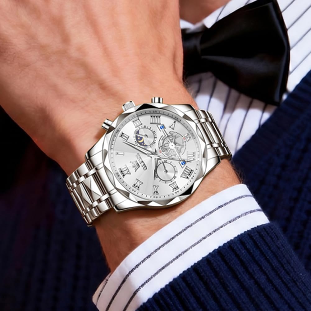 OLEVS Reloj para Hombres Clásico de Negocios en Acero Inoxidable Reloj para Hombre