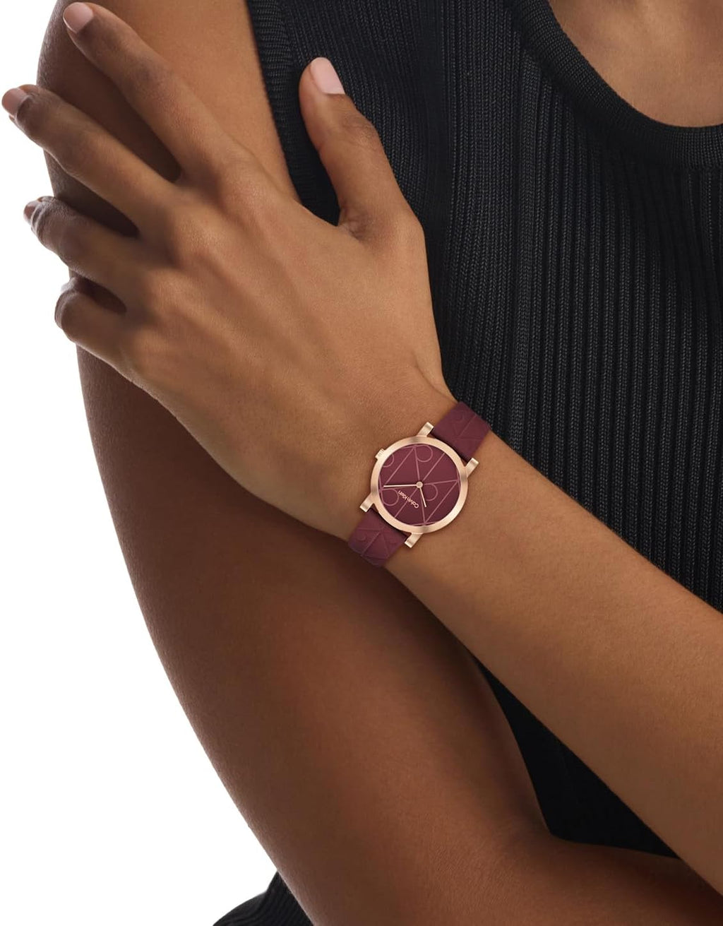 Calvin Klein Reloj de piel con monograma CK para mujer, caja de 1.260 in - Esfera icónica estampada, estilo minimalista atemporal - Regalo para ella