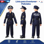 Skirfy Kit de Disfraz de Policía de 16 Piezas para Niños, Disfraz de Oficial de Policía para Niños, Kit de Rol de Disfraz de Policía para Niños, Disfraz de Halloween para Niños