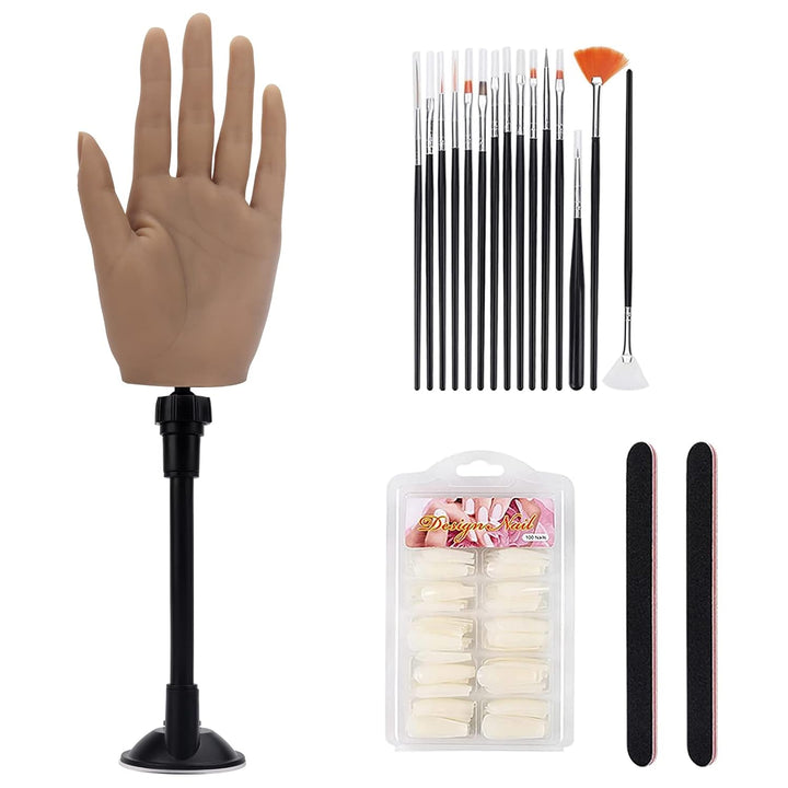 LIONVISON Mano de práctica de silicona para uñas acrílicas con sopo...