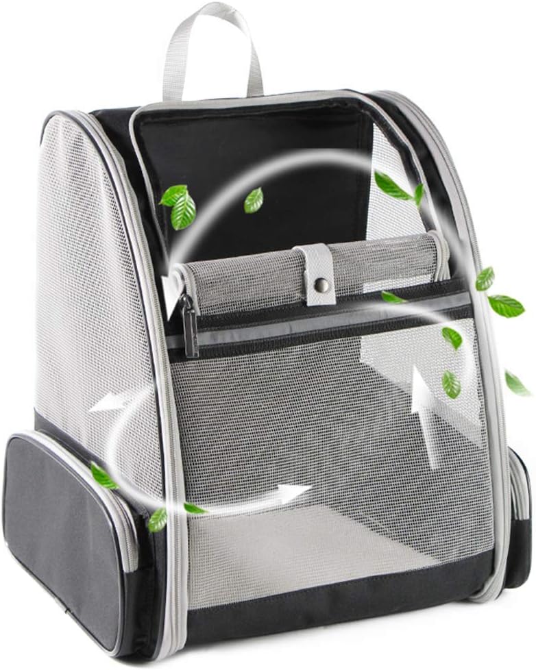 Texsens - Mochila para transporte de mascotas, con un innovador sistema de burbuja, ideal como transportín para gatos y perros (negro)