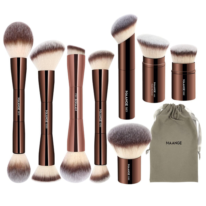 MAANGE 8 brochas de maquillaje con bolsa, pinceles de maquillaje mu...