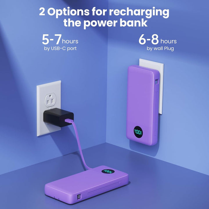 Cargador Portátil 33800mAh Banco de Energía USB C con Cables Integr...