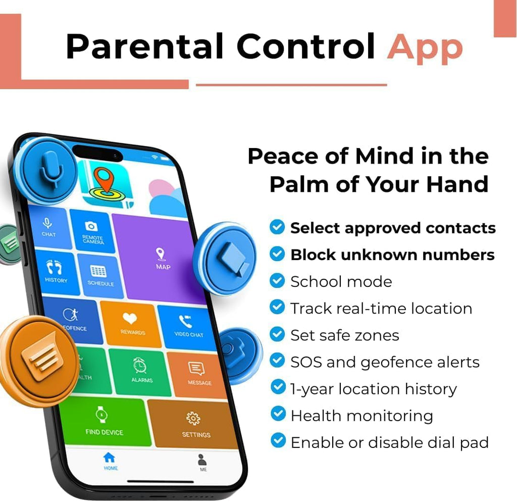 Reloj inteligente para niños con rastreador GPS, llamadas de audio y video, alertas SOS, cámara HD, rastreador de fitness, controles parentales, reloj inteligente para niños y niñas, requiere suscripción (rosa)