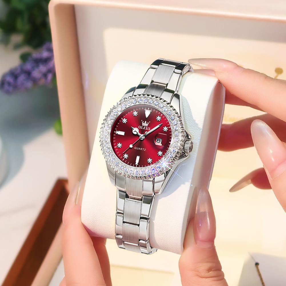 OLEVS Relojes para Mujer de Vestir Lujo Acero Inoxidable a Prueba de Agua Reloj de Muñeca