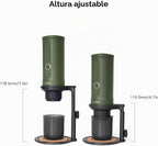 OutIn Nano Máquina de café espresso eléctrica portátil verde bosque con soporte de café con almohadilla de corcho