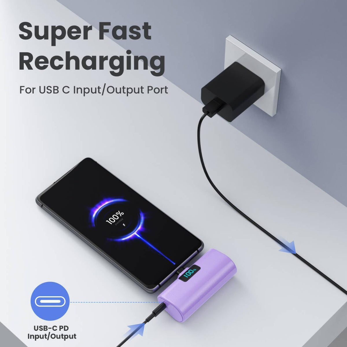 Cargador portátil mini para iPhone 17\/16, Batería externa PD USB C...