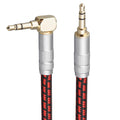 Audiophile - Cable de audio auxiliar de cobre de alta pureza, macho de 0.138 in a macho de 0.138 in, cable auxiliar de audio estéreo chapado en oro (recto a ángulo recto, 6.6 ft)