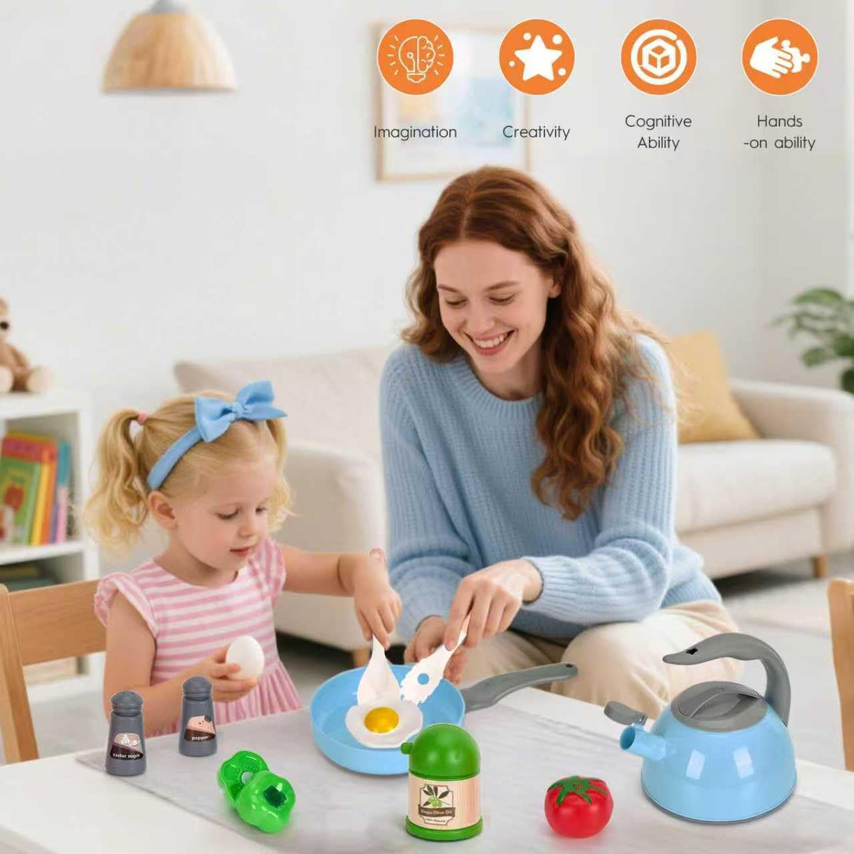 Juego de 90 accesorios de cocina, cocina de simulación con ollas, s...