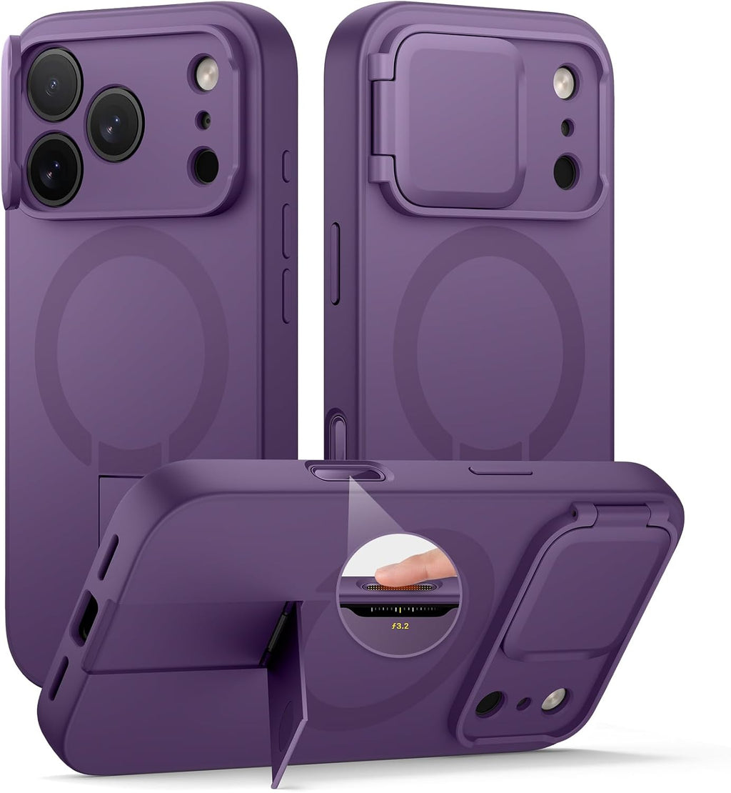 SURITCH para iPhone 18 Pro Case para MagSafe, Cobertura de cámara, Púrpura Oscuro