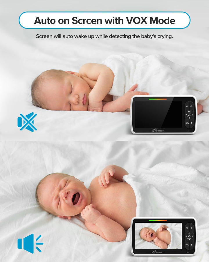 iFamily - Monitor de bebé - Pantalla grande de 5" con vida útil...