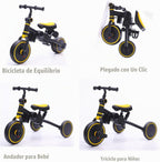 Bicicleta de equilibrio de triciclo 5 en 1 para niños con mango de empuje ajustable, triciclo convertible para niños pequeños, ruedas de EVA, edades de 12 meses a 5 años (amarillo)