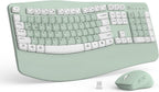 Combo de teclado y mouse inalámbricos, teclas de onda ergonómicas 2.4G