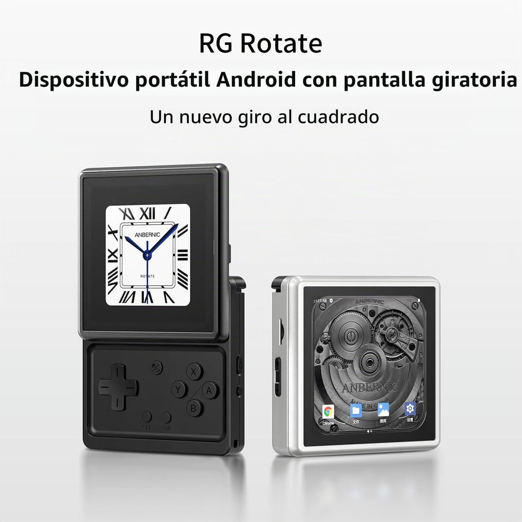 RG Rotate - Consola de juegos de mano retro, pantalla giratoria de 3.5 pulgadas, reproductor portátil Android, chip Unisoc T618 de 3 GB+32 GB, batería de 2000 mAh, aleación de aluminio + plástico