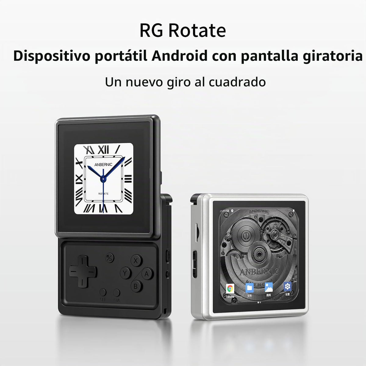 RG Rotate - Consola de juegos de mano retro, pantalla giratoria de 3.5 pulgadas, reproductor portátil Android, chip Unisoc T618 de 3 GB+32 GB, batería de 2000 mAh, aleación de aluminio + plástico