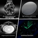 OLEVS Relojes de oro para hombre, analógico, de cuarzo, para negocios, de vestir, día fecha, acero inoxidable, clásico, de lujo, luminoso, impermeable, casual, relojes de pulsera masculinos