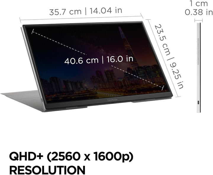 ViewSonic VG1656-2K Monitor portátil de 16 pulgadas 1600p, WQXGA IP...