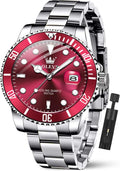 OLEVS Relojes de Lujo para Hombres, Gran Acero Inoxidable, Cuarzo Analógico, Resistente al Agua