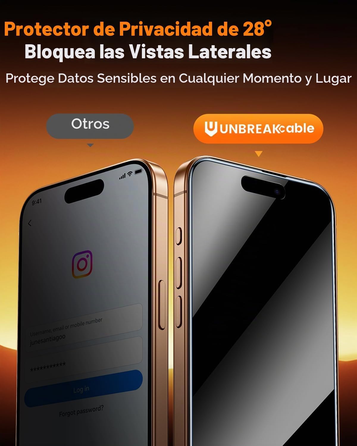 UNBREAKcable - Protector de pantalla de privacidad para iPhone 16 Pro Max de 6.9 pulgadas, paquete de 3