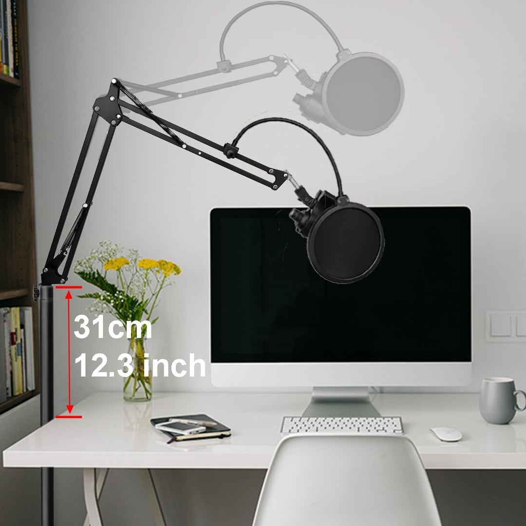 Soporte de micrófono de suelo con brazo de Boom para Blue Yeti, Nan...