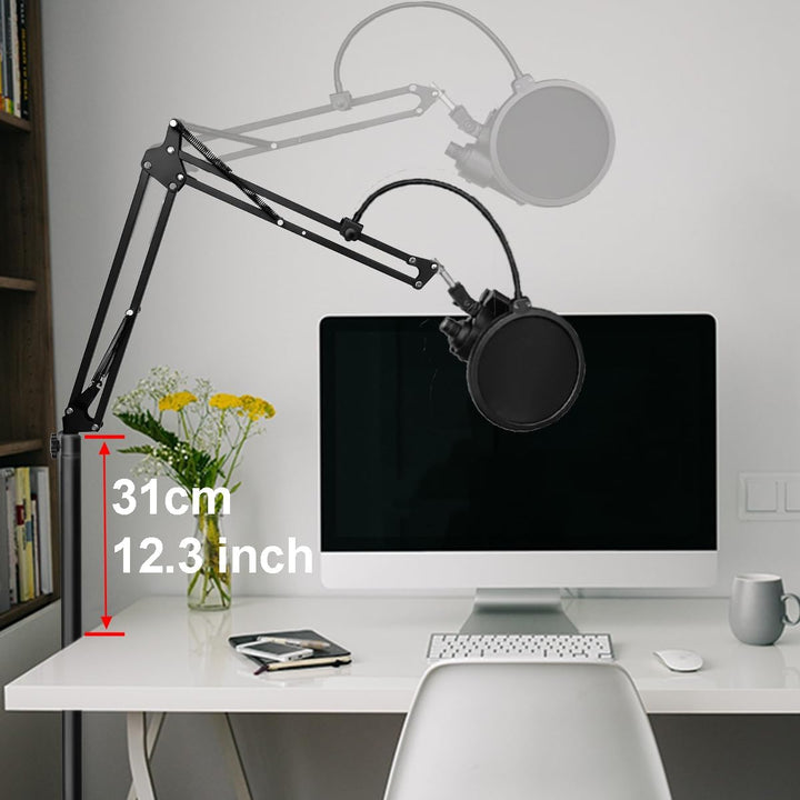 Soporte de micrófono de suelo con brazo de Boom para Blue Yeti, Nan...