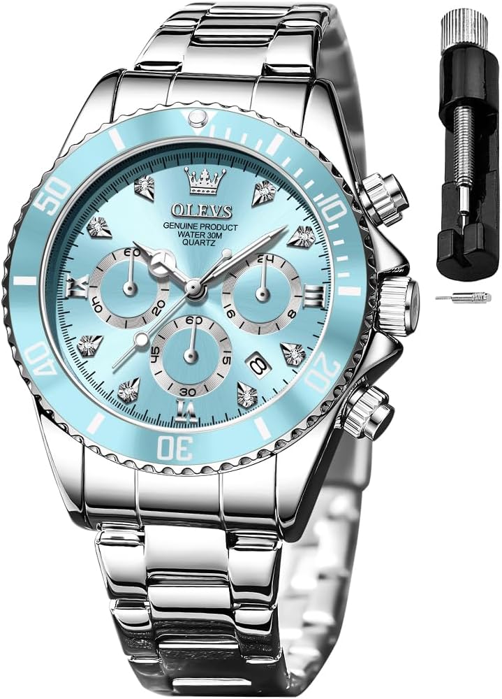 OLEVS Reloj para Mujer Moderno de Moda con Diamantes para Damas Analógico, Acero Inoxidable, Resistente al Agua, Luminosa, Día, Fecha, Dos Tonos