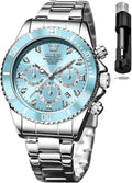 OLEVS Reloj para Mujer Moderno de Moda con Diamantes para Damas Analógico, Acero Inoxidable, Resistente al Agua, Luminosa, Día, Fecha, Dos Tonos