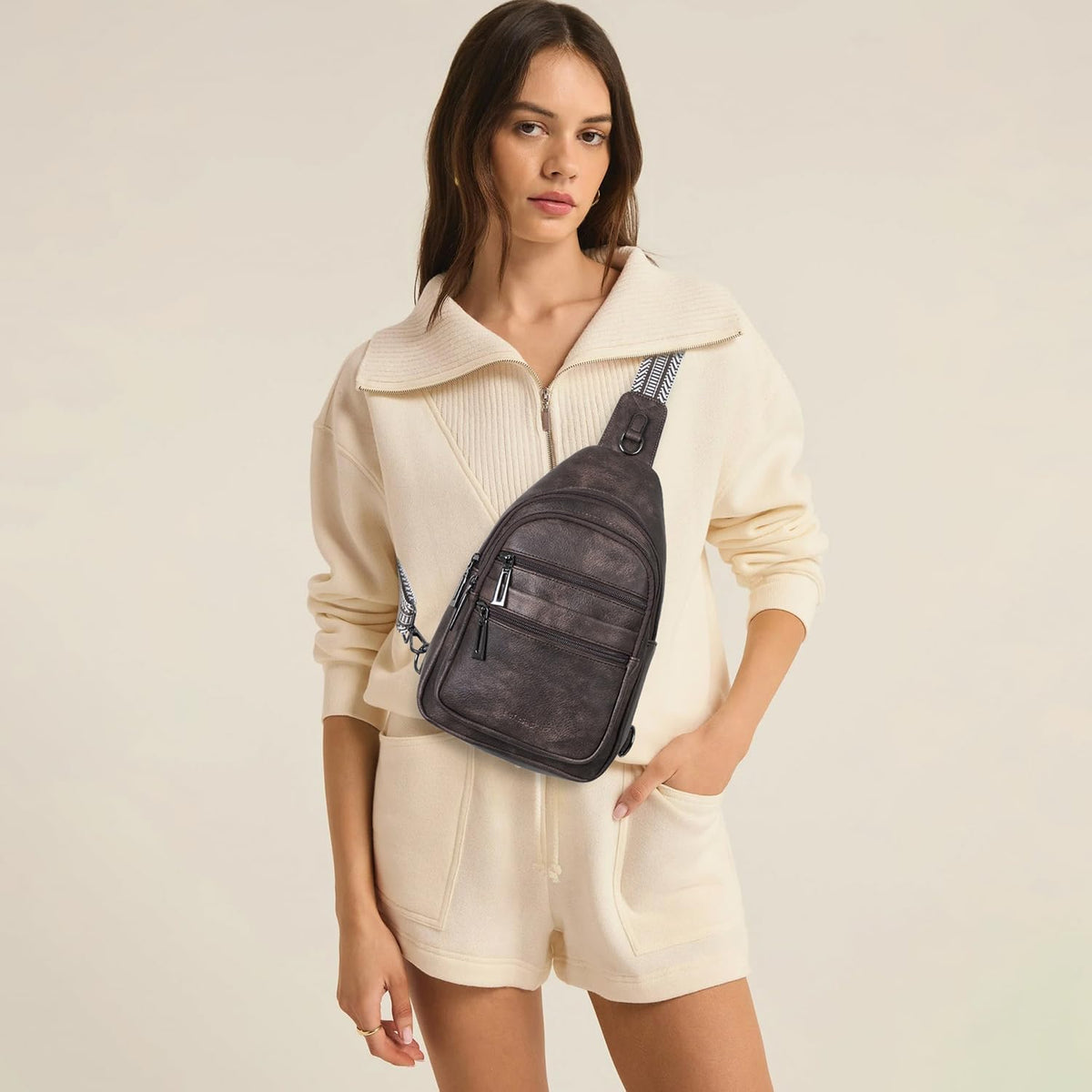 Bolso bandolera para mujer, cangurera cruzada, mochila de cuero vegano, bolso de viaje cruzado sobre el hombro, regalos para mujeres, café