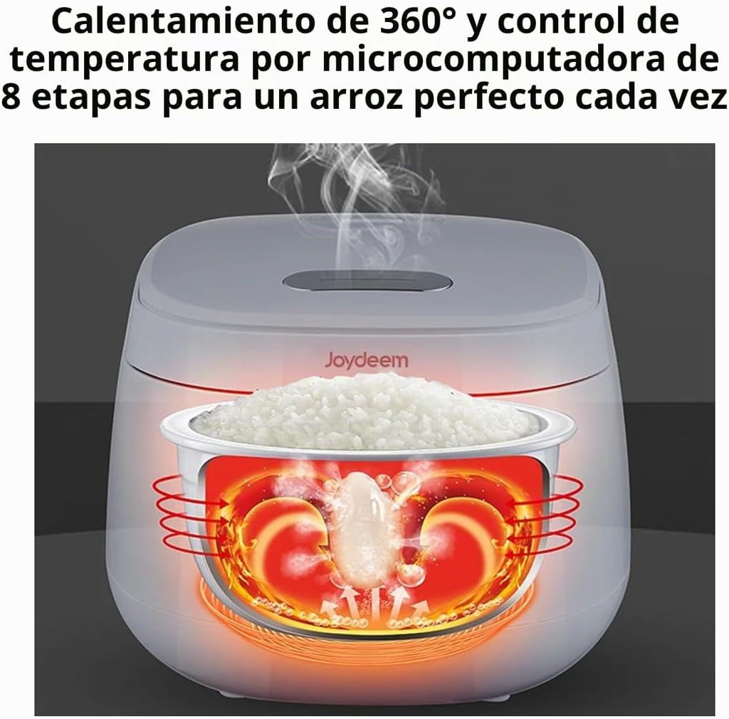 Joydeem Arrocera de cerámica FD20S-W, 4 tazas de ollas de arroz sin cocer con olla interior de cerámica pura, inicio de oferta las 24 horas, 2 L, color blanco