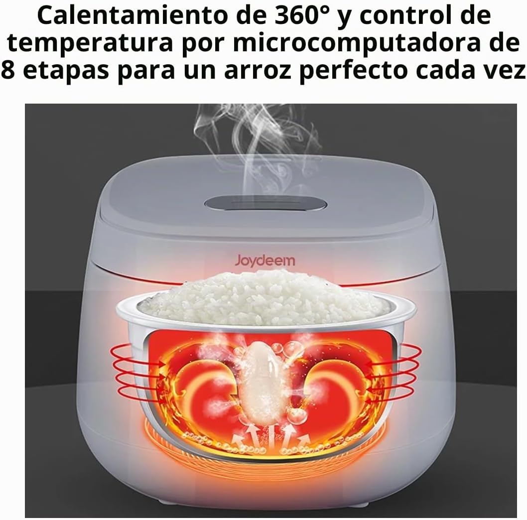 Joydeem Arrocera de cerámica FD20S-W, 4 tazas de ollas de arroz sin cocer con olla interior de cerámica pura, inicio de oferta las 24 horas, 2 L, color blanco