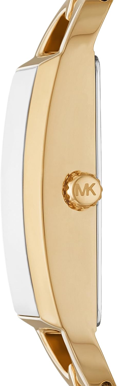 Michael Kors MK Empire - Reloj rectangular de acero inoxidable con correa de acero o cuero para mujer