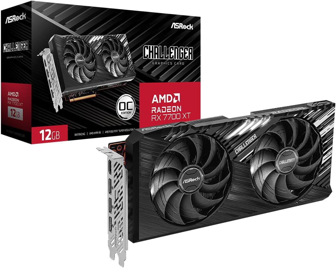 ASRock AMD Radeon RX 7700 XT Challenger 12GB GDDR6 192 bits 0dB Enf...