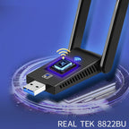 AC1300 Tarjeta de red inalámbrica WiFi de doble banda + adaptador BT 5.0 USB 3.0 1300M 802.11ac adaptador Bluetooth 5.0 con antena para computadora portátil 2.4 GHz + mini dongle de 5.8 GHz