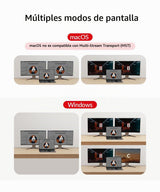 Conmutador KVM de acceso AV USB C Estación de acoplamiento Monitore...