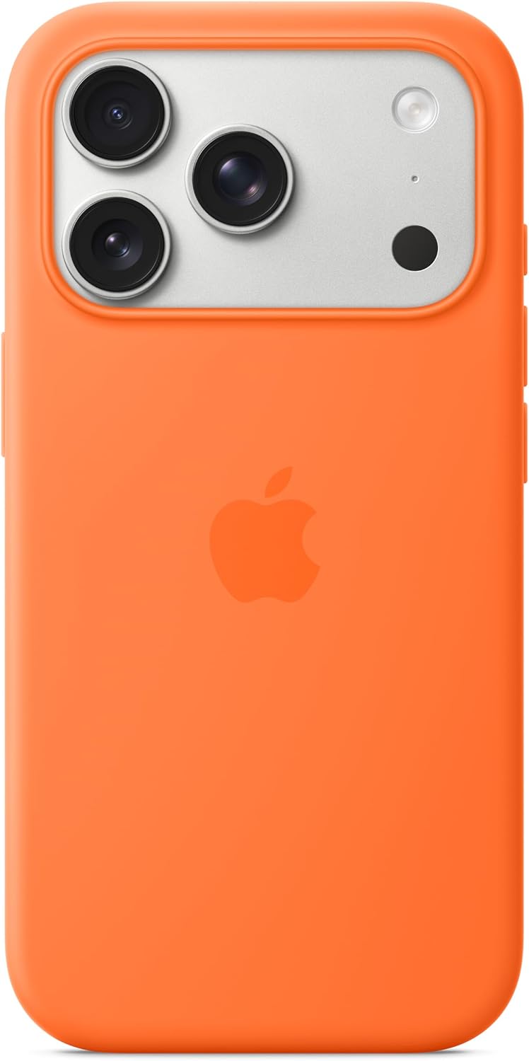 Funda de silicona para Apple iPhone 17 Pro con MagSafe y control de cámara: Funda ligera para teléfono, compatible con carga inalámbrica, acabado mate suave; Naranja