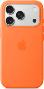 Funda de silicona para Apple iPhone 17 Pro con MagSafe y control de cámara: Funda ligera para teléfono, compatible con carga inalámbrica, acabado mate suave; Naranja